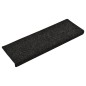 vidaXL Tappetini per Scale Tessuto Agugliato 15 pz 65x21x4 cm Neri