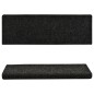 vidaXL Tappetini per Scale Tessuto Agugliato 15 pz 65x21x4 cm Neri