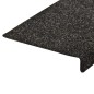 vidaXL Tappetini per Scale Tessuto Agugliato 15 pz 65x21x4 cm Neri