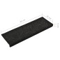 vidaXL Tappetini per Scale Tessuto Agugliato 15 pz 65x21x4 cm Neri