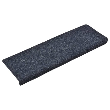 vidaXL Tappetini per Scale Tessuto Agugliato 15 pz 65x21x4 cm Blu