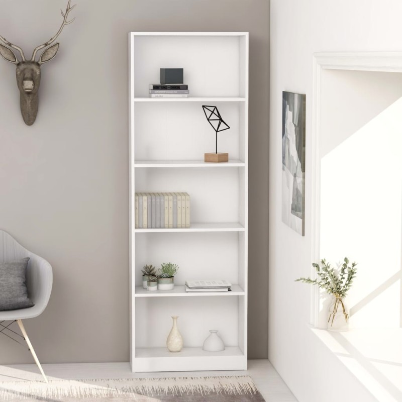 vidaXL Libreria a 5 Ripiani Bianca 60x24x175 cm in Legno Multistrato vidaXL Libreria a 5 Ripiani Bianca 60x24x175 cm in Legno Multistrato