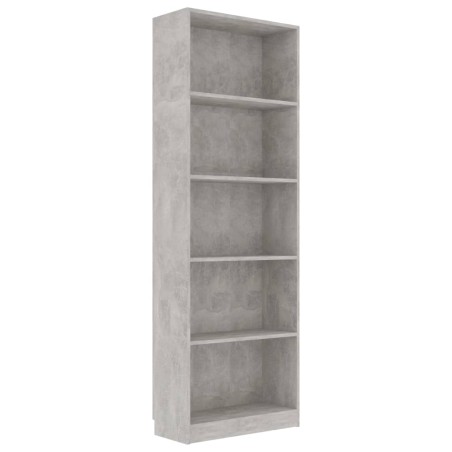 vidaXL Libreria a 5 Ripiani Grigio Cemento 60x24x175 cm in Truciolato