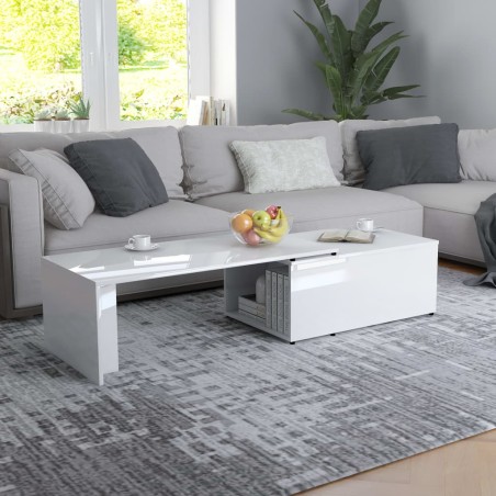vidaXL Tavolino da Caffè Bianco Lucido 150x50x35 cm in Truciolato
