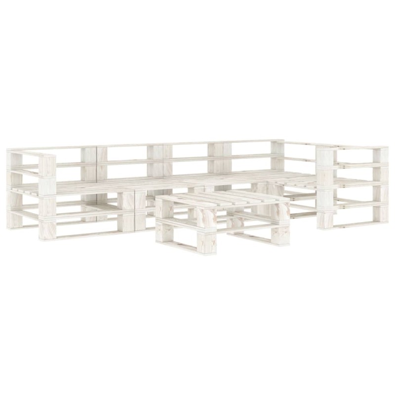 vidaXL Set Salotto da Giardino 6 pz su Pallet in Legno Bianco vidaXL Set Salotto da Giardino 6 pz su Pallet in Legno Bianco