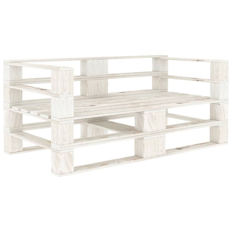 vidaXL Divano da Giardino a Pallet 2 Posti Bianco in Legno vidaXL Divano da Giardino a Pallet 2 Posti Bianco in Legno