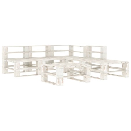 vidaXL Set Salotto da Giardino 6 pz Pallet in Legno Bianco