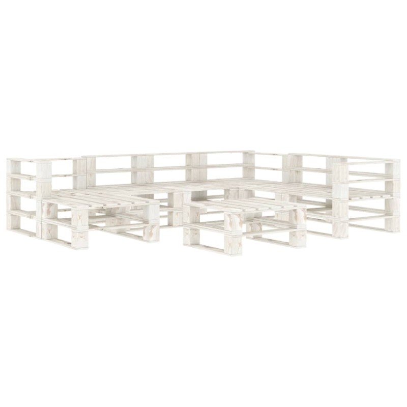 vidaXL Set Salotto da Giardino 8 pz Pallet in Legno Bianco