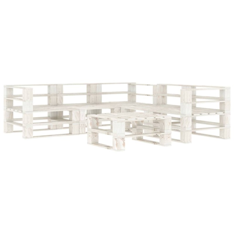 vidaXL Set Salotto da Giardino 6 pz Pallet in Legno Bianco vidaXL Set Salotto da Giardino 6 pz Pallet in Legno Bianco