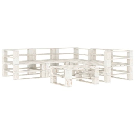 vidaXL Set Salotto da Giardino 6 pz Pallet in Legno Bianco