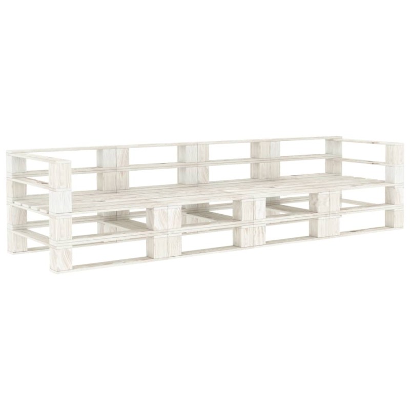 vidaXL Divano da Giardino a Pallet 4 Posti Bianco in Legno vidaXL Divano da Giardino a Pallet 4 Posti Bianco in Legno