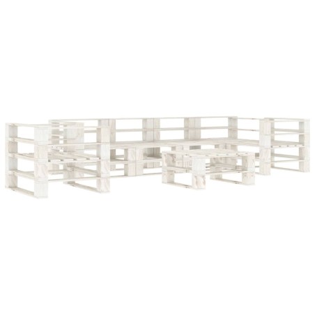 vidaXL Set Salotto da Giardino 7 pz Pallet in Legno Bianco