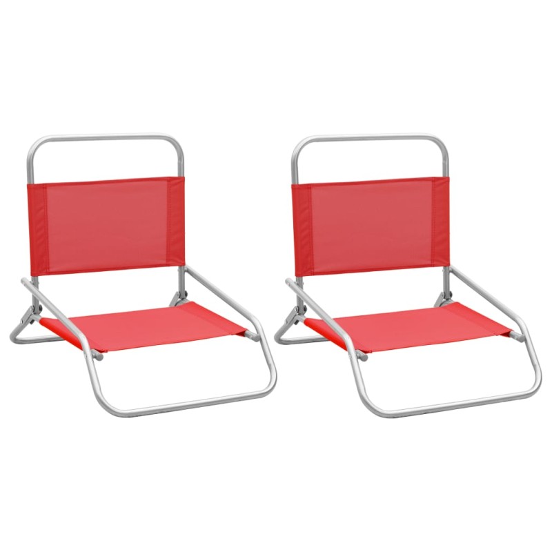 Sedie da Spiaggia Pieghevoli 2 pz in Tessuto Rosso Sedie da Spiaggia Pieghevoli 2 pz in Tessuto Rosso