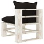 vidaXL Poltrona Centrale da Giardino Pallet con Cuscini Neri in Legno