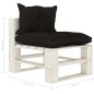 vidaXL Poltrona Centrale da Giardino Pallet con Cuscini Neri in Legno