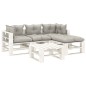 vidaXL Set Salotto da Giardino Pallet 5 pz con Cuscini Tortora Legno vidaXL Set Salotto da Giardino Pallet 5 pz con Cuscini Tortora Legno
