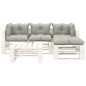 vidaXL Set Salotto da Giardino Pallet 5 pz con Cuscini Tortora Legno vidaXL Set Salotto da Giardino Pallet 5 pz con Cuscini Tortora Legno