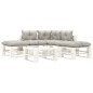 vidaXL Set Salotto da Giardino Pallet 6 pz con Cuscini Tortora Legno vidaXL Set Salotto da Giardino Pallet 6 pz con Cuscini Tortora Legno