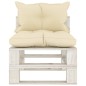 vidaXL Divano Centrale da Giardino Pallet con Cuscini Crema in Legno vidaXL Divano Centrale da Giardino Pallet con Cuscini Crema in Legno