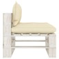 vidaXL Divano Centrale da Giardino Pallet con Cuscini Crema in Legno vidaXL Divano Centrale da Giardino Pallet con Cuscini Crema in Legno