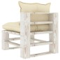 vidaXL Divano Centrale da Giardino Pallet con Cuscini Crema in Legno vidaXL Divano Centrale da Giardino Pallet con Cuscini Crema in Legno