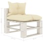 vidaXL Divano Centrale da Giardino Pallet con Cuscini Crema in Legno vidaXL Divano Centrale da Giardino Pallet con Cuscini Crema in Legno