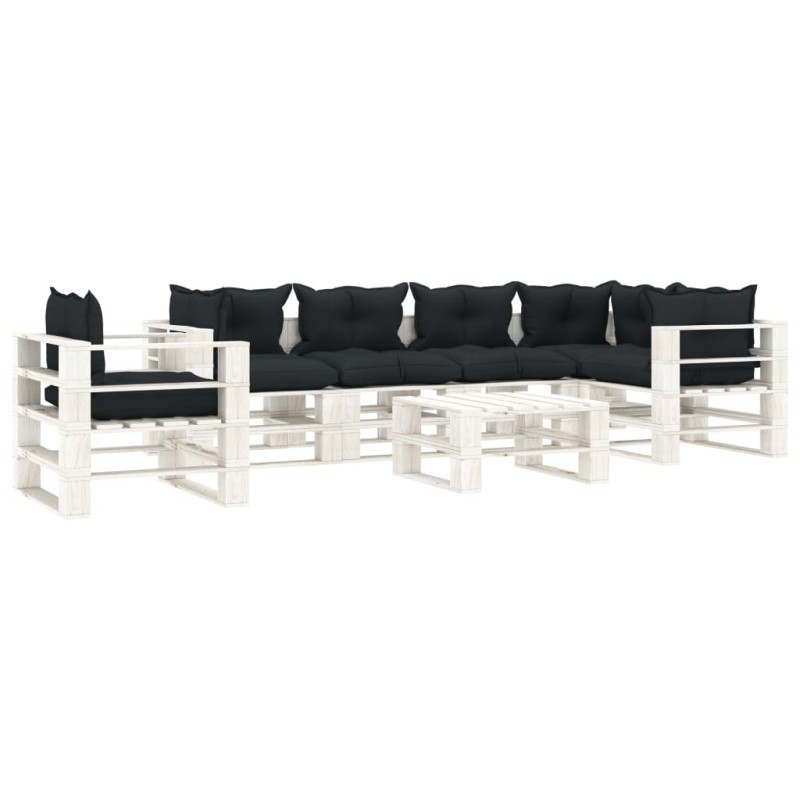 vidaXL Set Salotto da Giardino su Pallet 7 pz Cuscini Antracite Legno vidaXL Set Salotto da Giardino su Pallet 7 pz Cuscini Antracite Legno