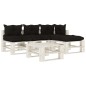 vidaXL Set Salotto da Giardino su Pallet 5pz con Cuscini Neri in Legno vidaXL Set Salotto da Giardino su Pallet 5pz con Cuscini Neri in Legno