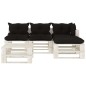 vidaXL Set Salotto da Giardino su Pallet 5pz con Cuscini Neri in Legno vidaXL Set Salotto da Giardino su Pallet 5pz con Cuscini Neri in Legno