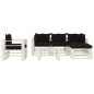vidaXL Set Salotto da Giardino su Pallet 6pz con Cuscini Neri in Legno vidaXL Set Salotto da Giardino su Pallet 6pz con Cuscini Neri in Legno