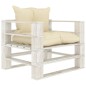 vidaXL Poltrona da Giardino Pallet con Cuscini Crema in Legno vidaXL Poltrona da Giardino Pallet con Cuscini Crema in Legno