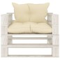 vidaXL Poltrona da Giardino Pallet con Cuscini Crema in Legno vidaXL Poltrona da Giardino Pallet con Cuscini Crema in Legno