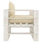 vidaXL Poltrona da Giardino Pallet con Cuscini Crema in Legno vidaXL Poltrona da Giardino Pallet con Cuscini Crema in Legno