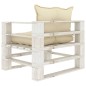 vidaXL Poltrona da Giardino Pallet con Cuscini Crema in Legno vidaXL Poltrona da Giardino Pallet con Cuscini Crema in Legno