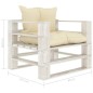 vidaXL Poltrona da Giardino Pallet con Cuscini Crema in Legno vidaXL Poltrona da Giardino Pallet con Cuscini Crema in Legno