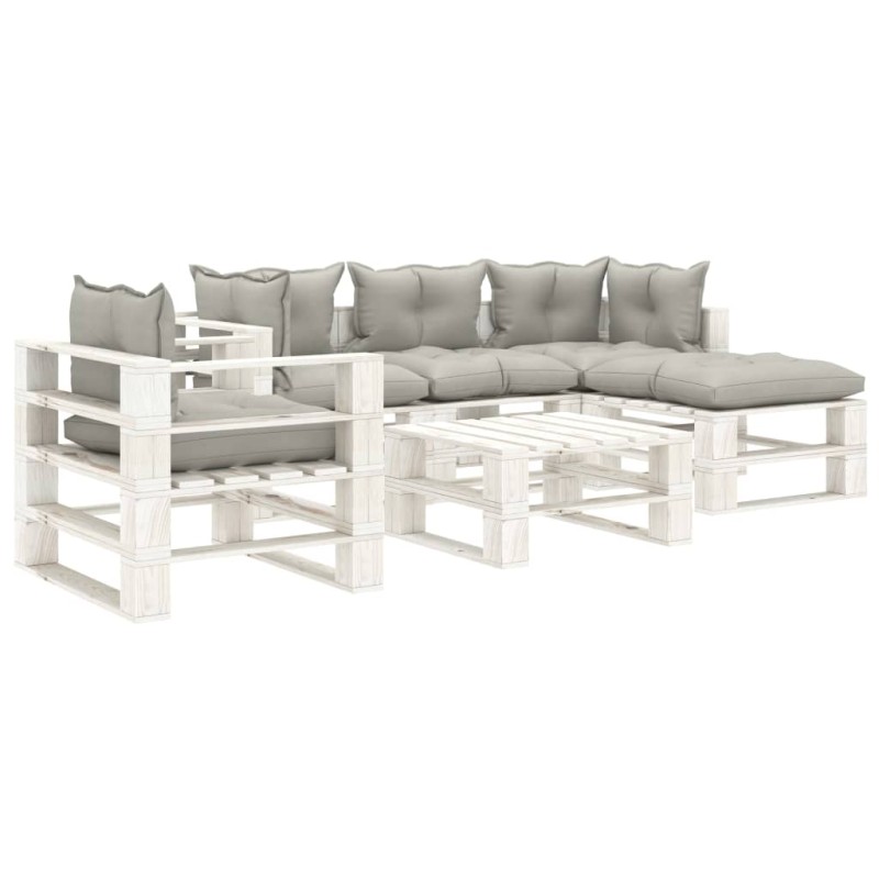 vidaXL Set Salotto da Giardino Pallet 6pz con Cuscini Tortora in Legno vidaXL Set Salotto da Giardino Pallet 6pz con Cuscini Tortora in Legno