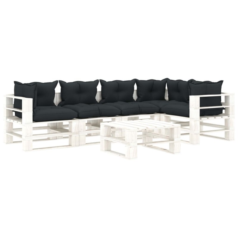 vidaXL Set Salotto da Giardino su Pallet 6 pz Cuscini Antracite Legno vidaXL Set Salotto da Giardino su Pallet 6 pz Cuscini Antracite Legno