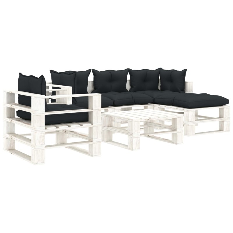 vidaXL Set Divani da Giardino su Pallet 6 pz Cuscini Antracite Legno vidaXL Set Divani da Giardino su Pallet 6 pz Cuscini Antracite Legno