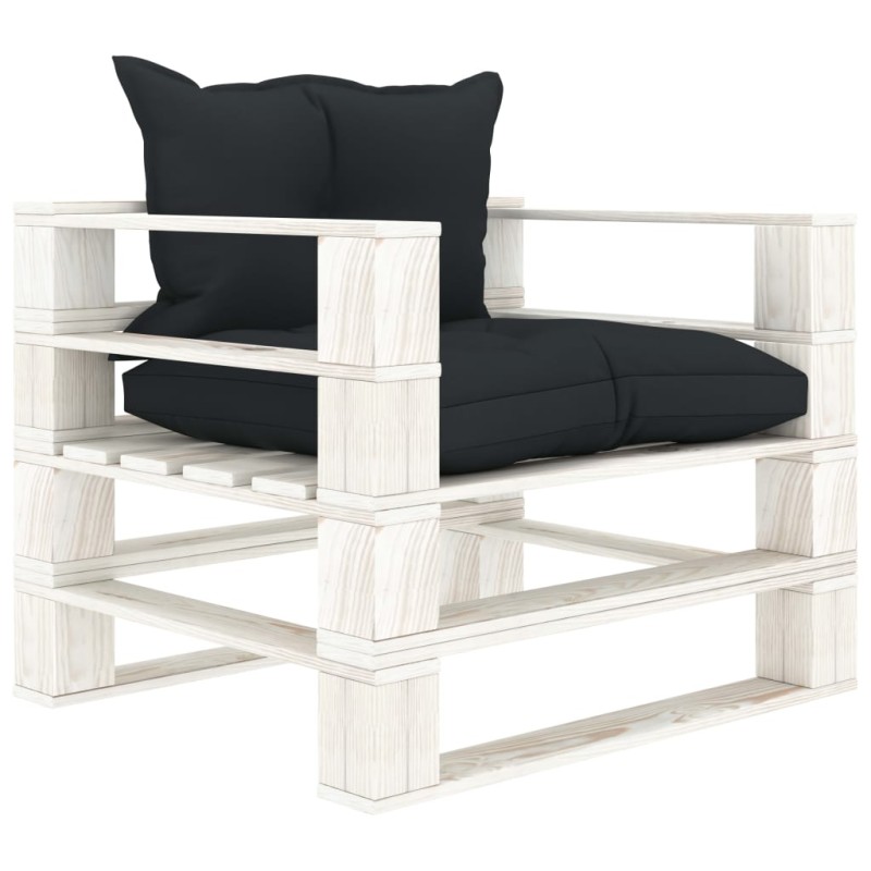 vidaXL Poltrona da Giardino Pallet con Cuscini Antracite in Legno vidaXL Poltrona da Giardino Pallet con Cuscini Antracite in Legno