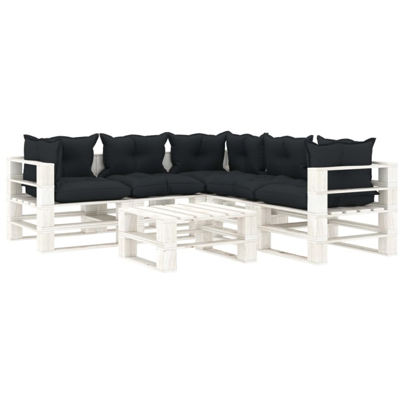vidaXL Set Salotto da Giardino su Pallet 6 pz Cuscini Antracite Legno vidaXL Set Salotto da Giardino su Pallet 6 pz Cuscini Antracite Legno
