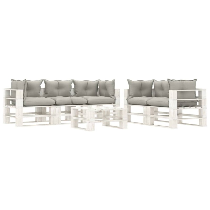vidaXL Set Salotto da Giardino Pallet 6pz con Cuscini Tortora in Legno vidaXL Set Salotto da Giardino Pallet 6pz con Cuscini Tortora in Legno