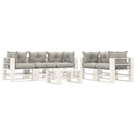 vidaXL Set Salotto da Giardino Pallet 6pz con Cuscini Tortora in Legno