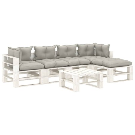 vidaXL Set Salotto da Giardino Pallet 6pz con Cuscini Tortora in Legno
