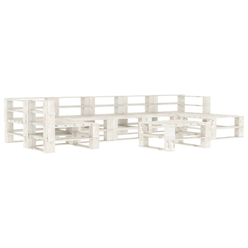 vidaXL Set Salotto da Giardino 8 pz Pallet in Legno Bianco vidaXL Set Salotto da Giardino 8 pz Pallet in Legno Bianco