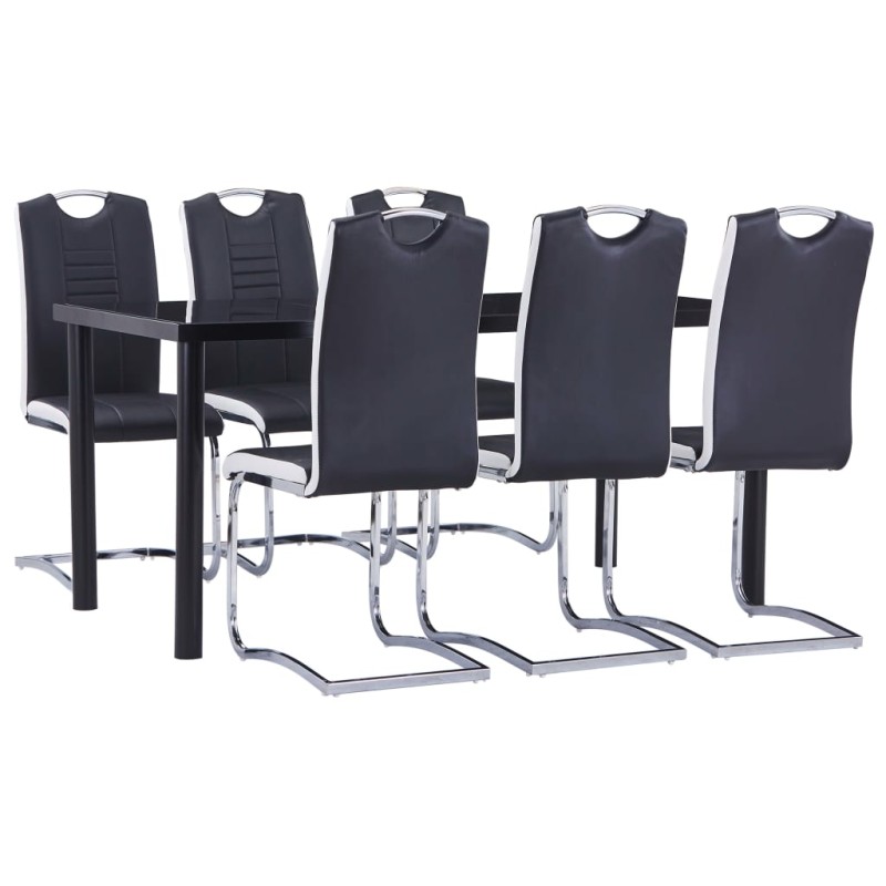 vidaXL Set Sala da Pranzo 7 pz in Similpelle Nero vidaXL Set Sala da Pranzo 7 pz in Similpelle Nero
