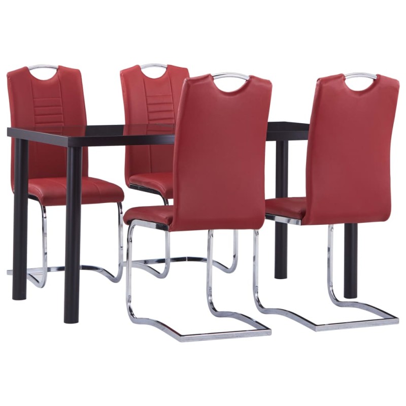 vidaXL Set Sala da Pranzo 5 pz in Similpelle Rosso vidaXL Set Sala da Pranzo 5 pz in Similpelle Rosso