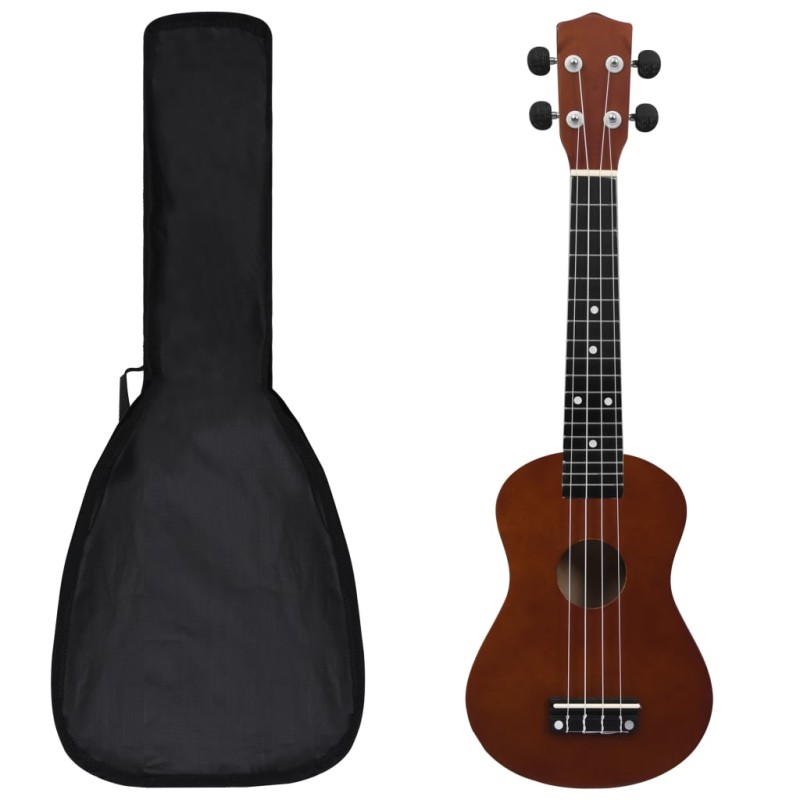 vidaXL Set Ukulele Soprano con Borsa per Bambini Legno Scuro 23" vidaXL Set Ukulele Soprano con Borsa per Bambini Legno Scuro 23"