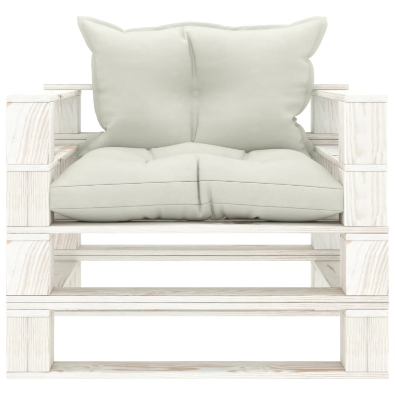 vidaXL Poltrona da Giardino Pallet con Cuscini Beige in Legno