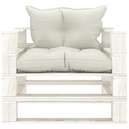 vidaXL Poltrona da Giardino Pallet con Cuscini Beige in Legno