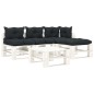 vidaXL Set Salotto da Giardino su Pallet 5 pz Cuscini Antracite Legno vidaXL Set Salotto da Giardino su Pallet 5 pz Cuscini Antracite Legno